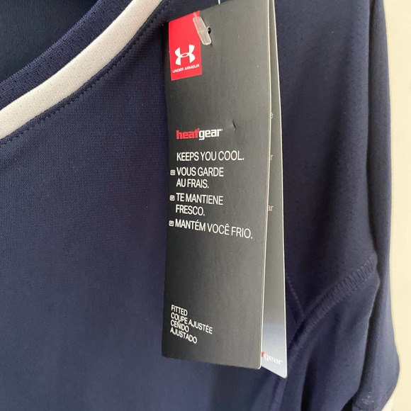 New Under Armour UA Girls Blue Heatgear Fitted Long Sleeve Shirt YSM - Picture 4 of 5